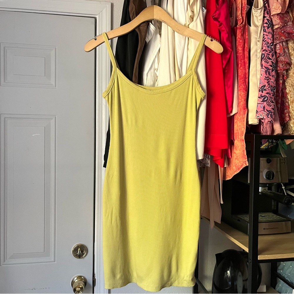 MIHOLANY‎ green rib knit sleeveless stretchy mini dress